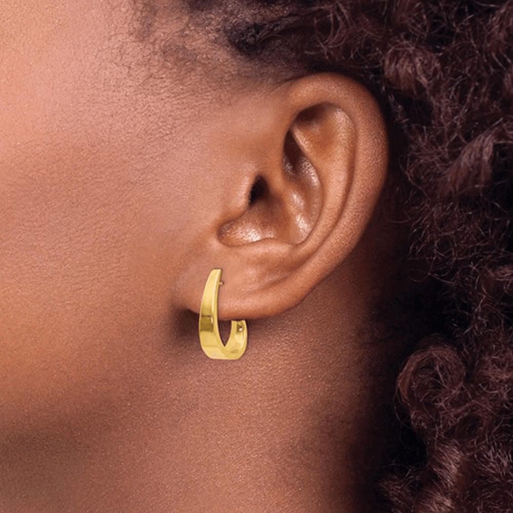 Jewelryweb 14k Yellow Gold Med. Polished J Hoop Earrings - Measures 19x5mm Wide
