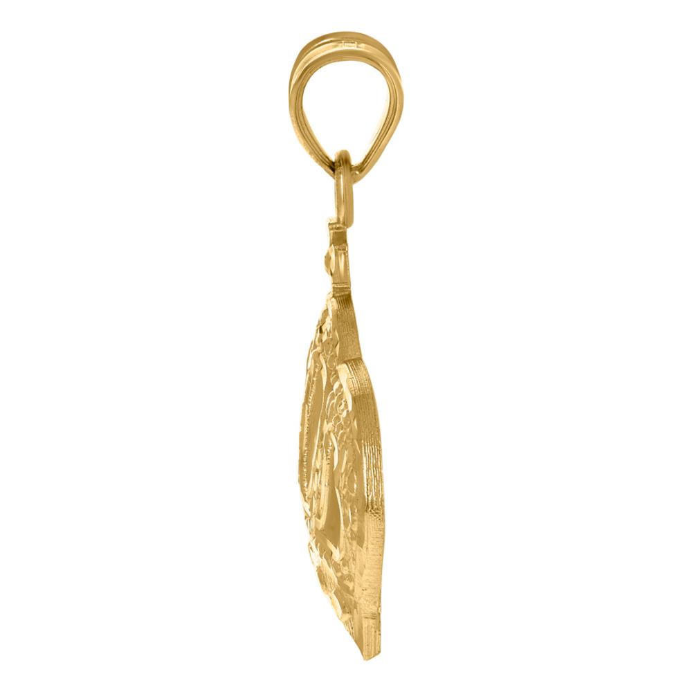 Jewelryweb 10k Yellow Gold Mens Crown Fashion Charm Pendant - Measures 36.5x32mm Wide