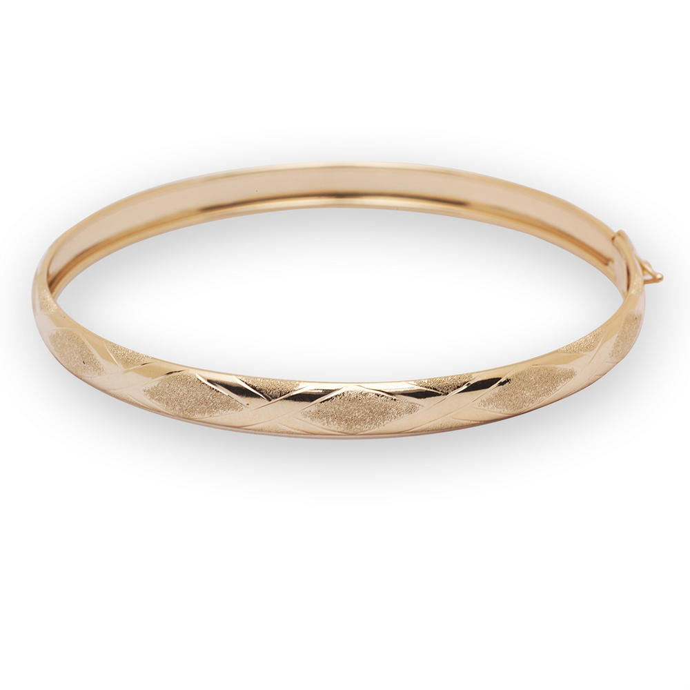 Jewelryweb Solid 10k Satin/polish Gold 7 Inch Or 8 Inch X-design Bangle Bracelet For Women - 8 Inch