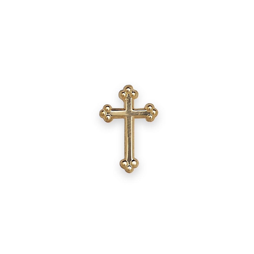 Jewelryweb 14k Yellow Gold Budded Cross Lapel Pin For Men (Yellow Gold)