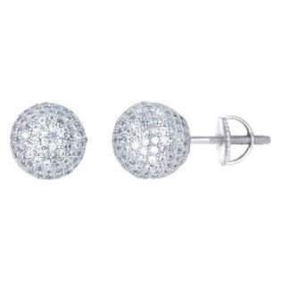 Jewelryweb 925 Sterling Silver Mens Cubic-zirconia Ball Stud
