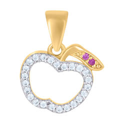Jewelryweb 14k Two-tone Gold Womens Purple White Cubic-zirconia Apple Food Fashion Charm Pendant - Measures 16x