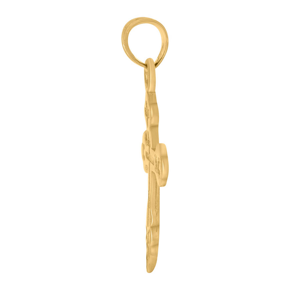 Jewelryweb 10k Yellow Gold Mens Cross Religious Charm Pendant - Measures 15.1x29.4mm Wide