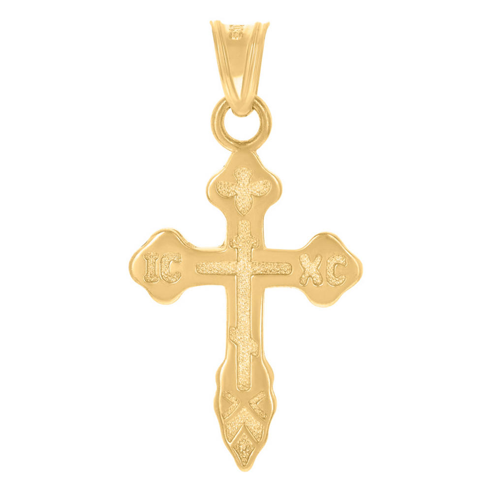 Jewelryweb 10k Yellow Gold Mens Cross Religious Charm Pendant - Measures 15.1x29.4mm Wide