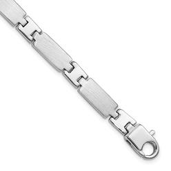 Jewelryweb 6.5mm Sterling Silver Polished and Brushed Mens Bracelet - 8.5 Inch