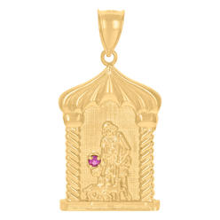 Jewelryweb 10k Yellow Gold Mens Purple Cubic-zirconia St. Lazarus Religious Charm Pendant - Measures 49.5x24.7m
