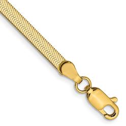 Jewelryweb 14k 3mm Silky Herringbone Chain Bracelet - 7 Inch