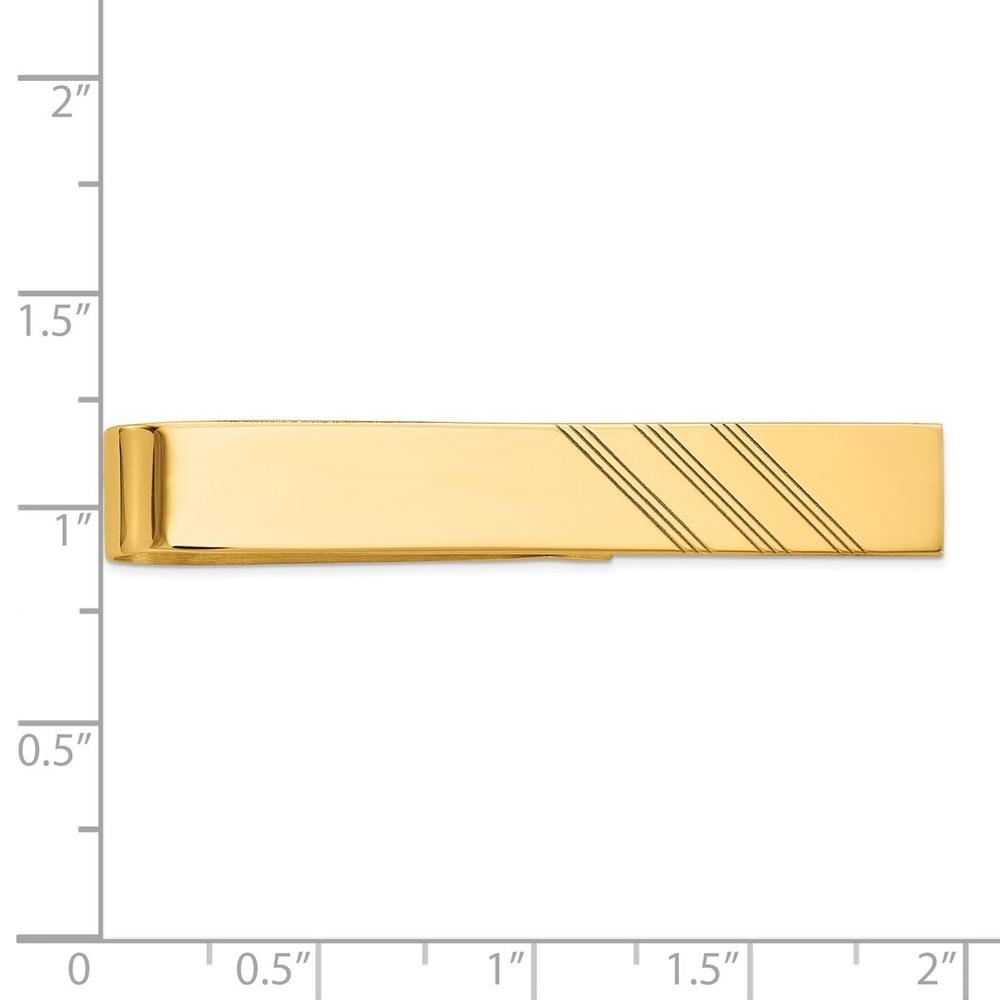 Jewelryweb 8mm 10k Mens Grooved Engravable Tie Bar