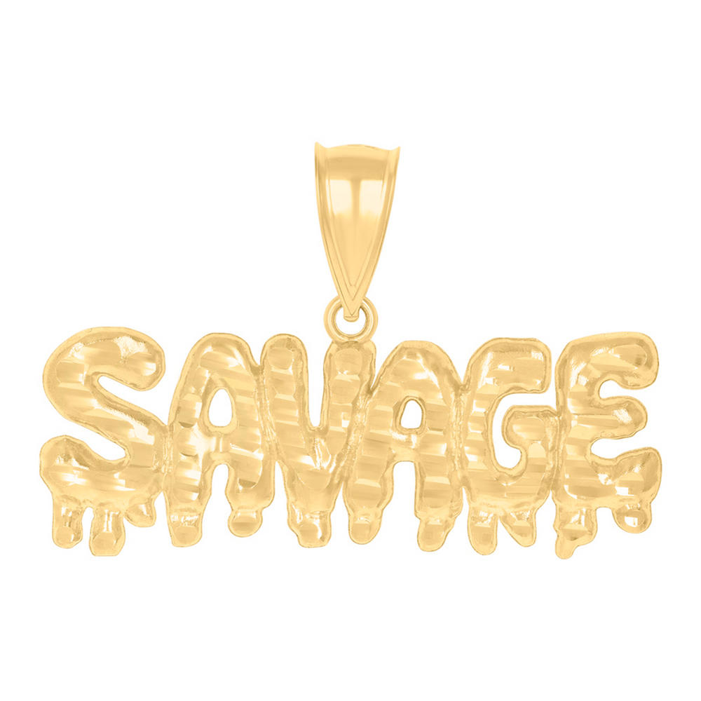 Jewelryweb 10k Yellow Gold Mens Savage Fashion Charm Pendant - Measures 34.4x51.2mm Wide