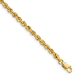 Jewelryweb 14k 3.3mm Regular Rope Chain Bracelet - 9 Inch