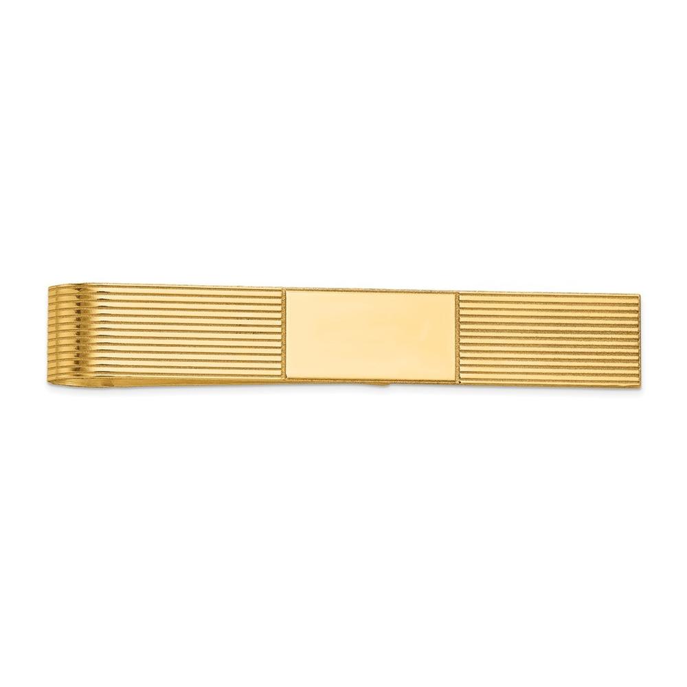 Jewelryweb 8mm 10k Mens Grooved Engravable Tie Bar