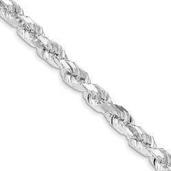 Jewelryweb Sterling Silver Rhodium-plated 7mm Sparkle-Cut Rope Chain Necklace - 24 Inch