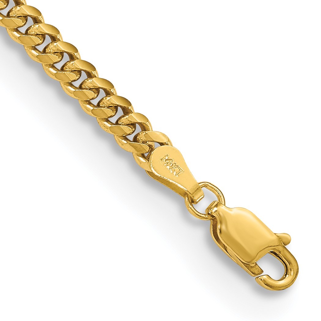 Jewelryweb 14k 3.5mm Solid Miami Curb Chain Bracelet - 9 Inch