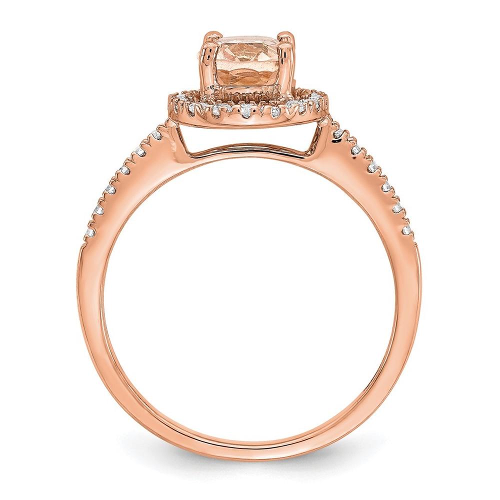 Jewelryweb Blooming Bridal 14k Rose Gold Halo 8x6 Oval Morganite and 1/3 Carat Diamond Engagement Ring - Size 7.00