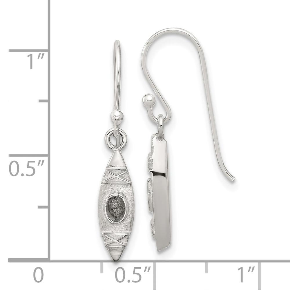 Jewelryweb Sterling Silver Polished Canoe Kayak Dangel Earrings - Measures 28.4x4.5mm Wide