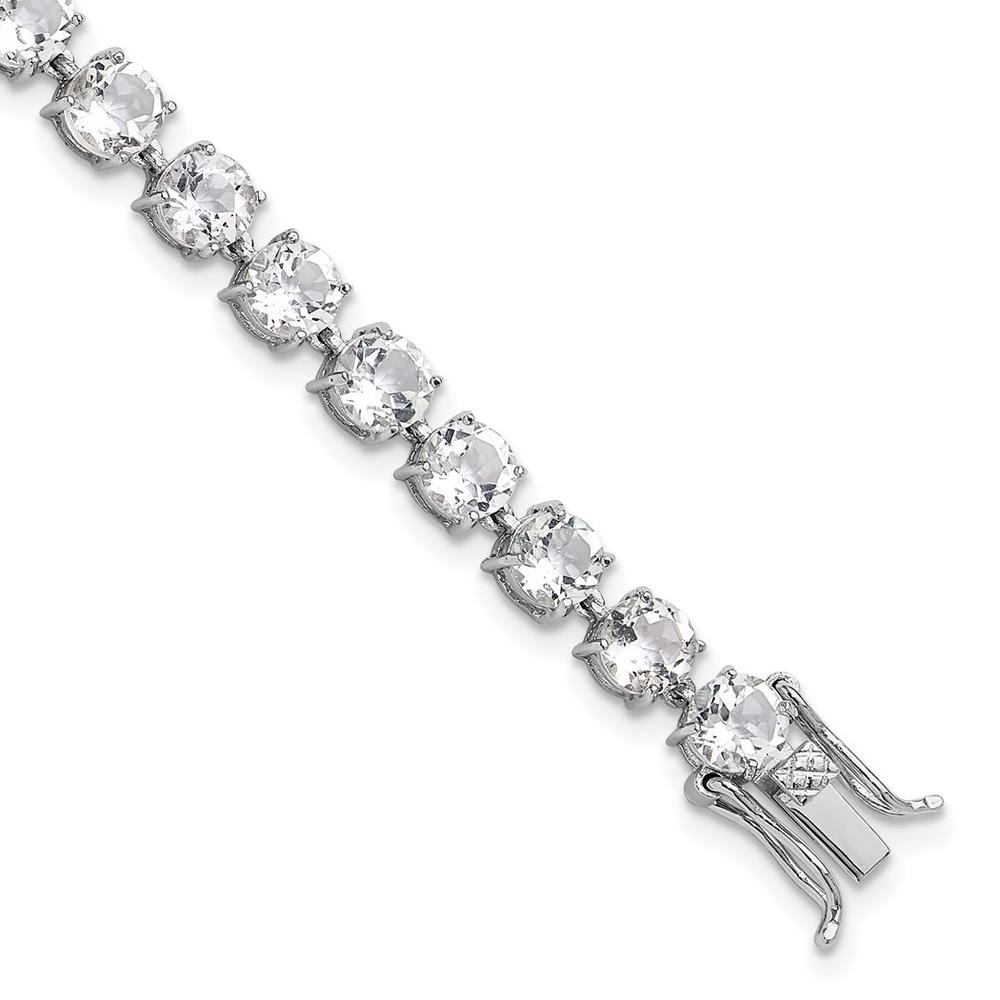 Jewelryweb Sterling Silver Rhodium-plated 5mm 19.22wt White Topaz Bracelet