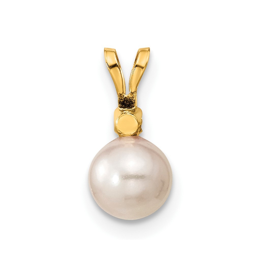 Jewelryweb 14k Yellow Gold 6-6.5mm Salt Water Freshwater Cultured Pearl and Dia. Earrings Pendant Set - Measure