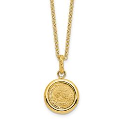 Jewelryweb 14k Polished and Matte Coin Necklace - 18 Inch