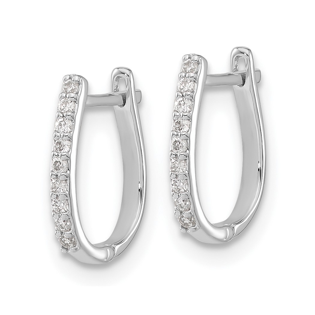 Jewelryweb 14k White Gold Diamond Earrings - Measures 12x10mm Wide 1mm Thick