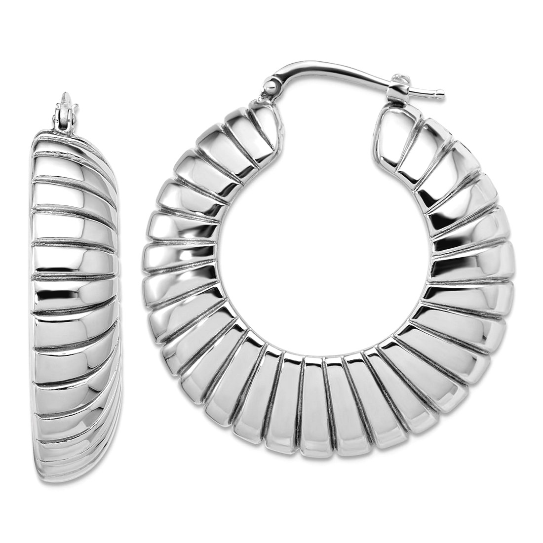 Jewelryweb Sterling Silver Rhodium-plated Polished and