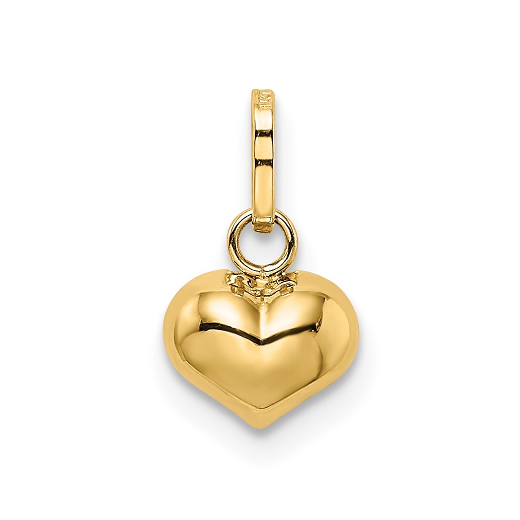 Jewelryweb 14k Yellow Gold Puffed Heart Charm - Measures 7.4x11.6mm