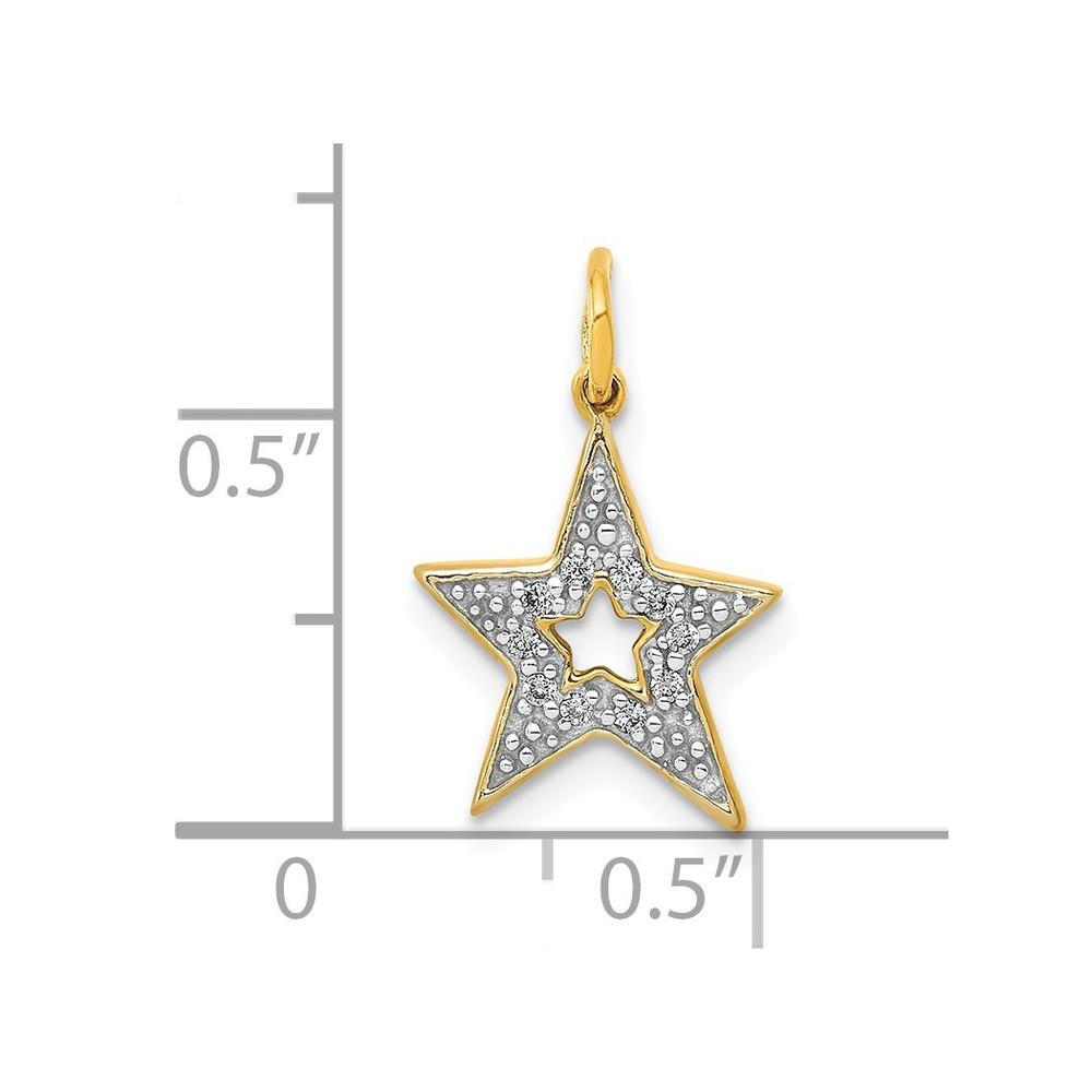 Jewelryweb 10k Diamond Star Charm
