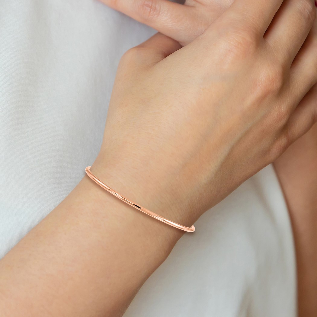 Jewelryweb 10k Rose Gold Slip-on Bangle Bracelet - 7 Inch - Measures 14mm Wide