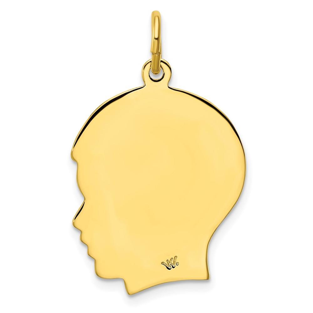 Jewelryweb Gold-Flashed Large Polished Engravable Boys Head Charm - Measures 29x20mm Wide