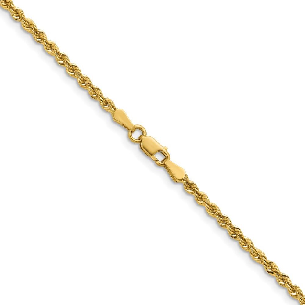 Jewelryweb 14k 2.4mm Solid Sparkle-Cut Rope Bracelet - 7 Inch