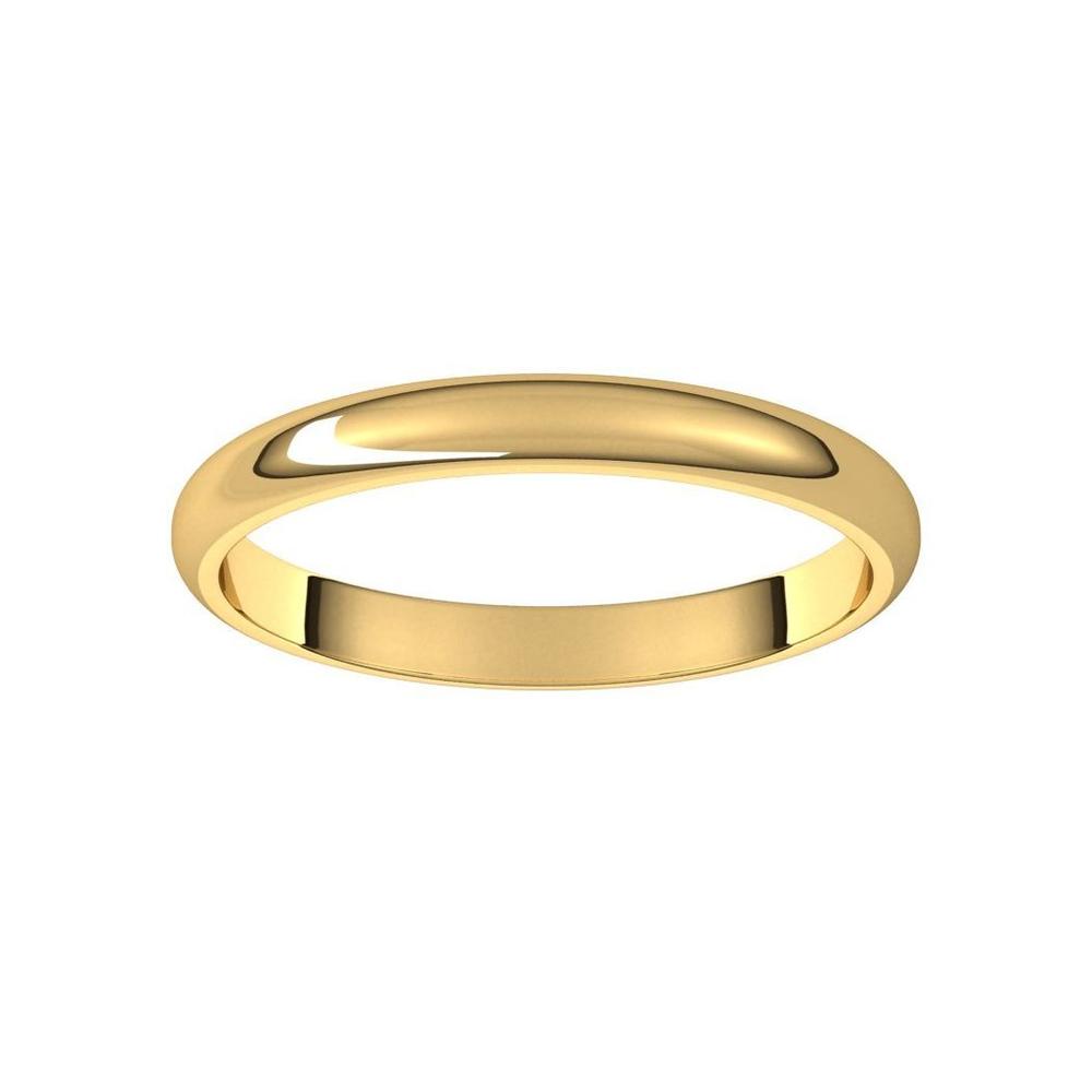 Jewelryweb 14k Yellow Gold Half Round 2.5mm Wedding Band Ring - Size 3.5