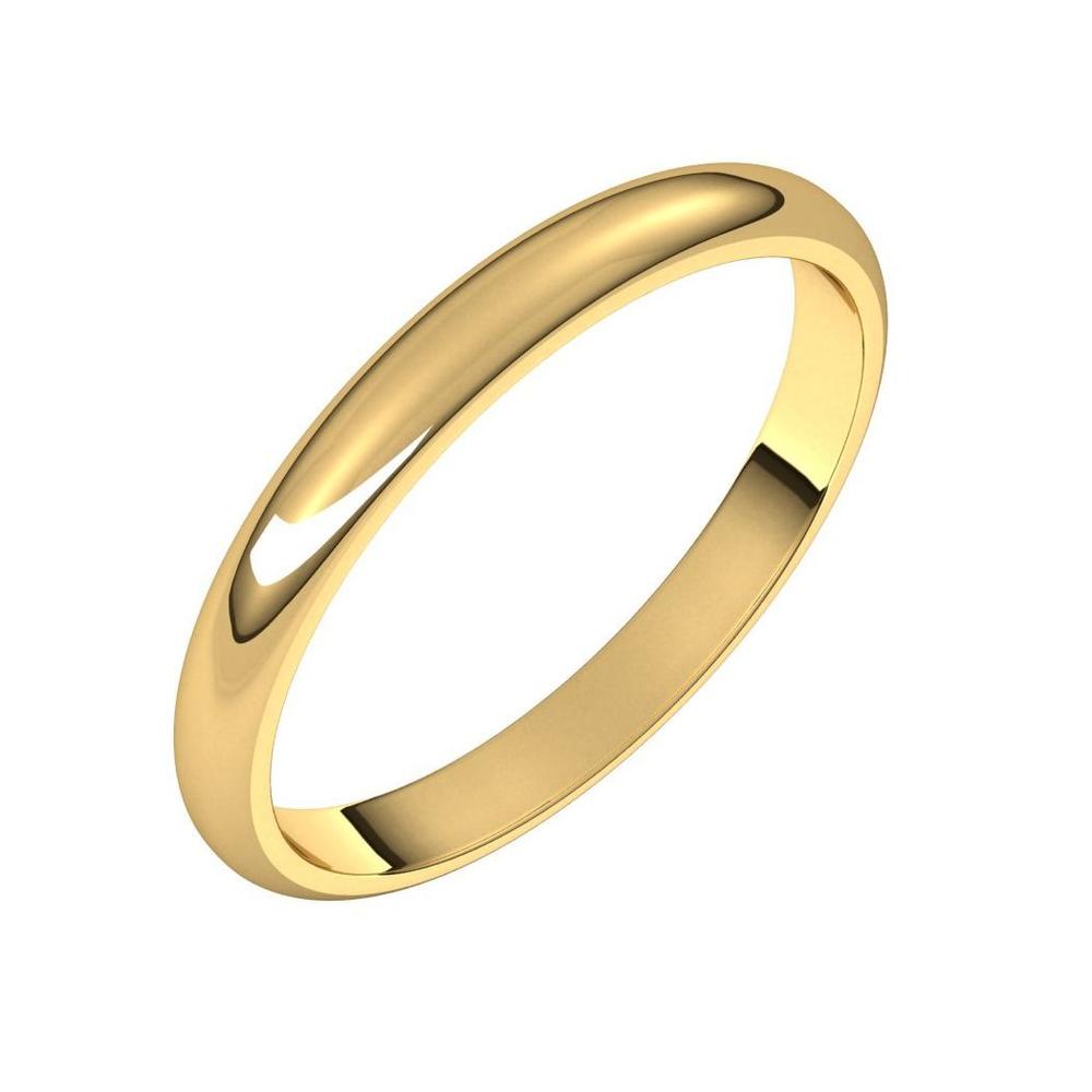 Jewelryweb 14k Yellow Gold Half Round 2.5mm Wedding Band Ring - Size 3.5
