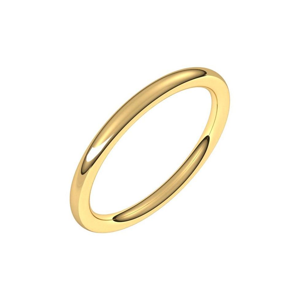 Jewelryweb 14k Yellow Gold Full Round 2mm Comfort-fit Wedding Band Ring - Size 4