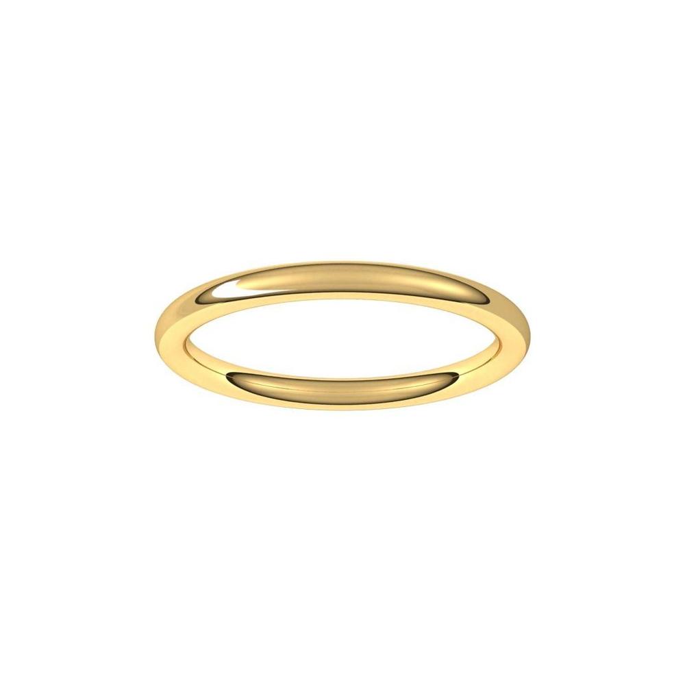 Jewelryweb 14k Yellow Gold Full Round 2mm Comfort-fit Wedding Band Ring - Size 6.5