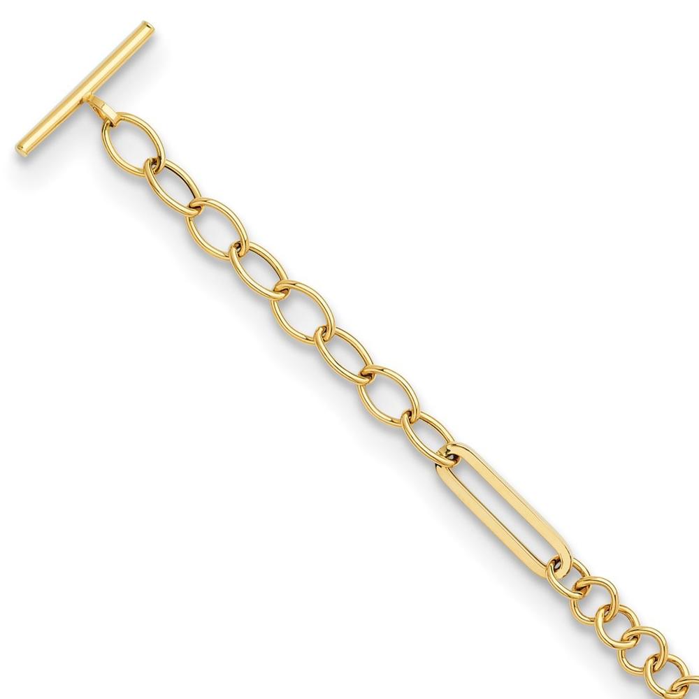 Jewelryweb 14k Fancy Link Toggle Bracelet - 7.5 Inch