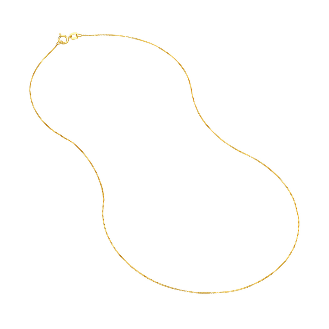 Jewelryweb 14k Yellow Gold 0.55mm Box Chain Necklace With 5mm Spring Ring Closure Square - 20 Inch