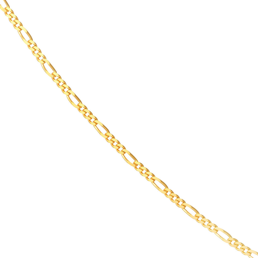 Jewelryweb 14k Yellow Gold 13-15 Inch Adjustable 1.28mm Figaro Chain Necklace - 15 Inch