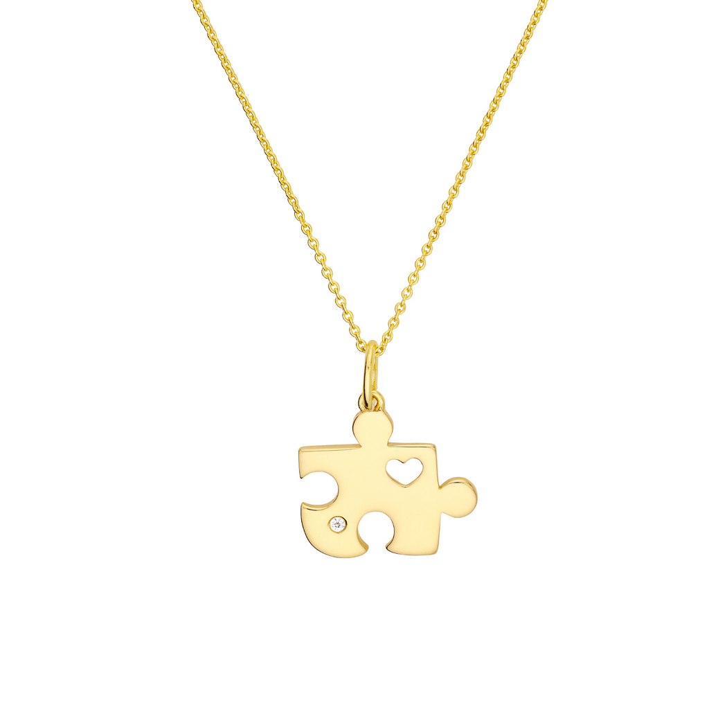 Jewelryweb 14k Yellow Gold 0.01 Dwt Sparkle-Cutout Heart Mini Puzzle Pc Pendant