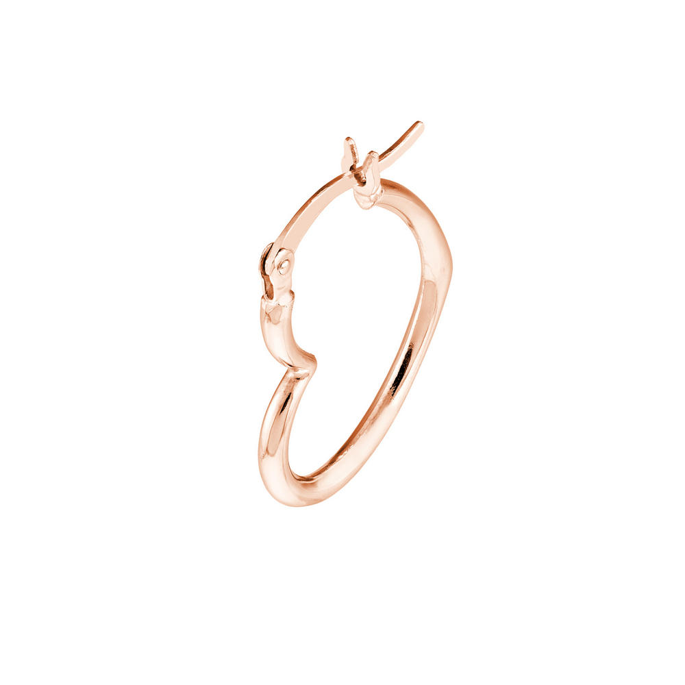 Jewelryweb 14k Rose Gold Heart Shaped Hoop Earrings