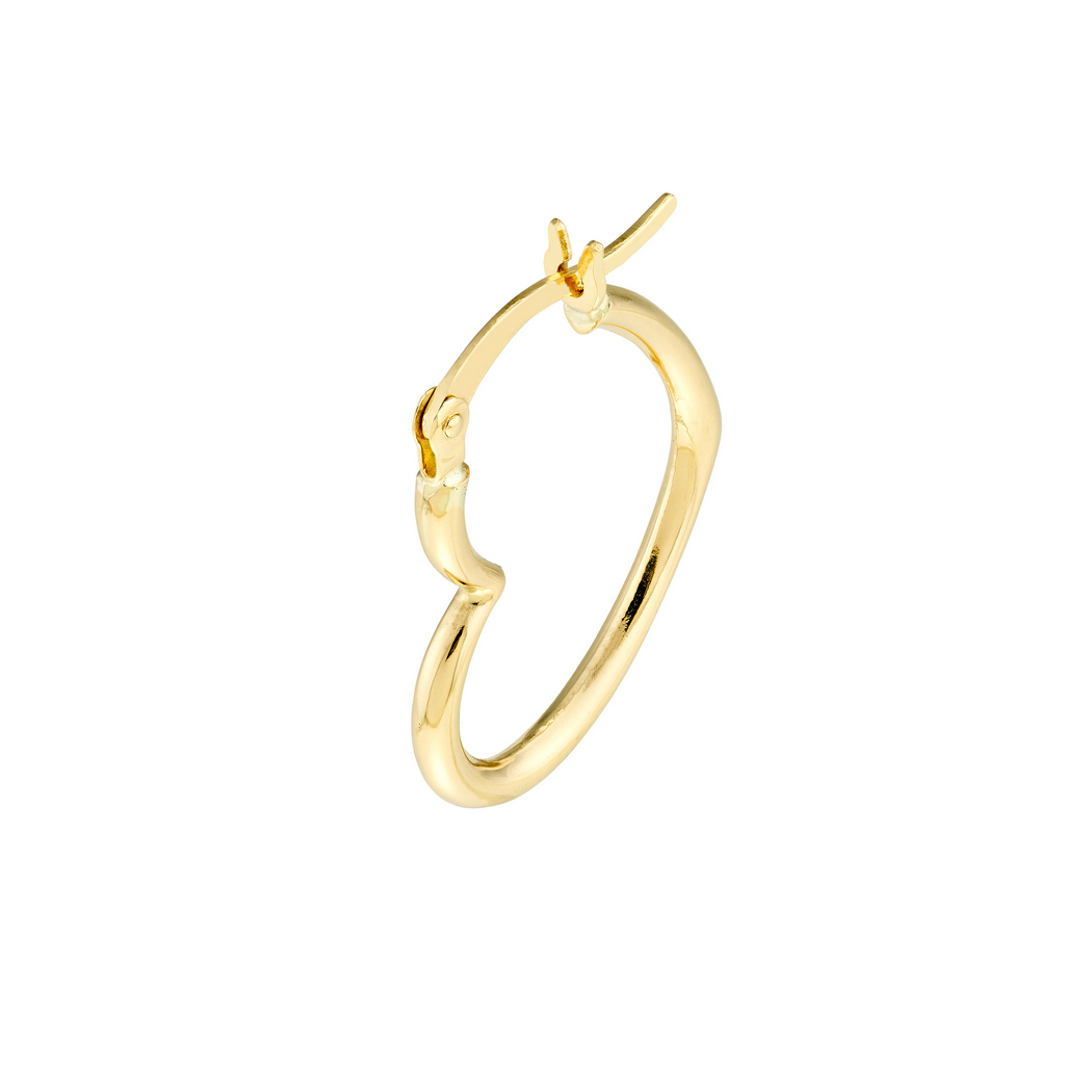 Jewelryweb 14k Yellow Gold Heart Shaped Hoop Earrings