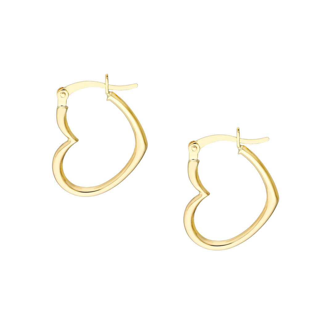 Jewelryweb 14k Yellow Gold Heart Shaped Hoop Earrings