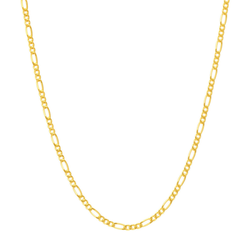 Jewelryweb 14k Yellow Gold 1.28mm Figaro Chain Necklace Spring Ring Closure - 20 Inch
