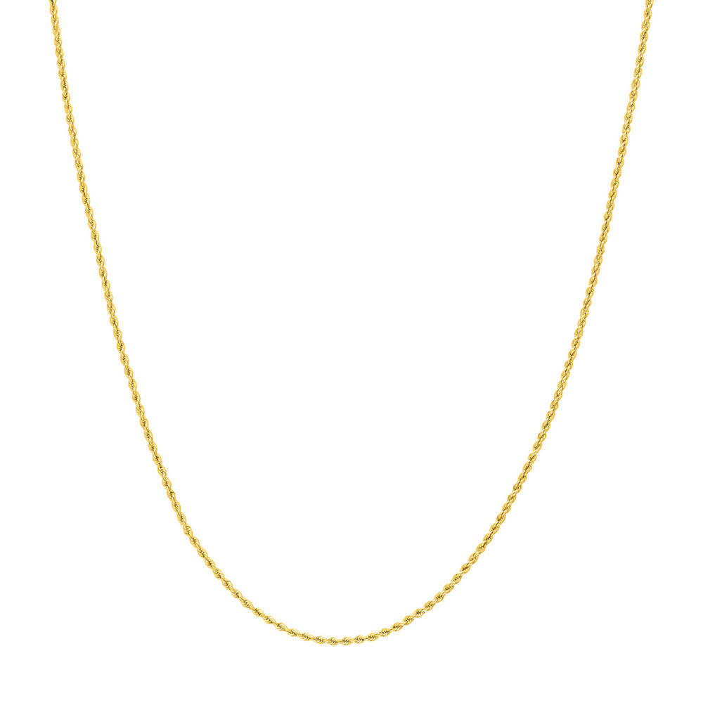 Jewelryweb 14k Yellow Gold Hollow Rope Chain Necklace 1.8mm Lobster Claw Closure - 20 Inch
