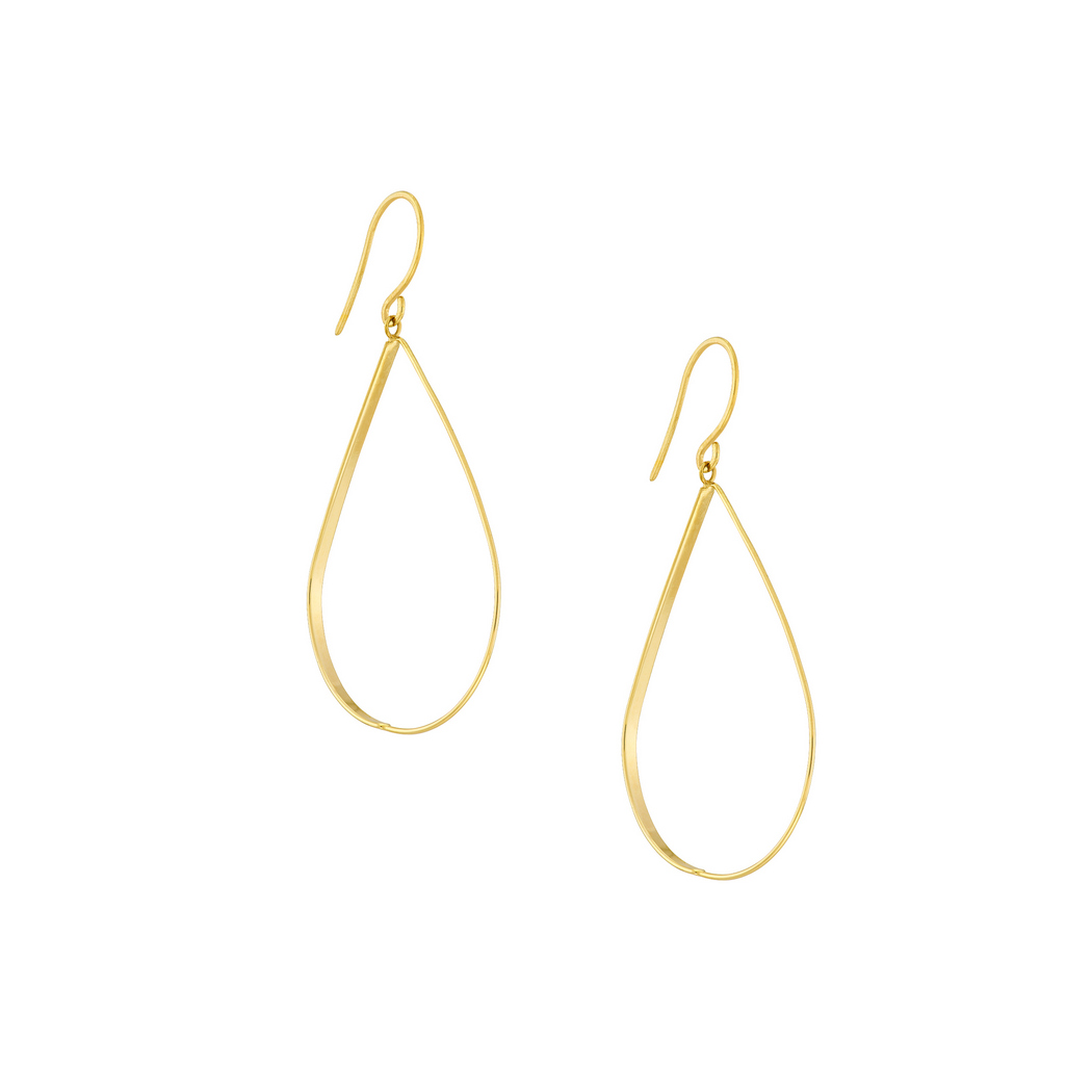 Jewelryweb 14k Yellow Gold Linear Design Euro Wire Gradual Drop Earrings