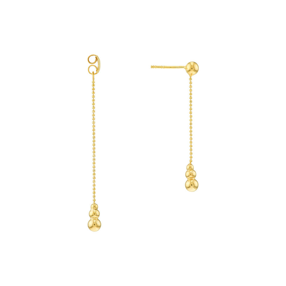 Jewelryweb 14k Yellow Gold Front To Back Beaded Dangle Earrings