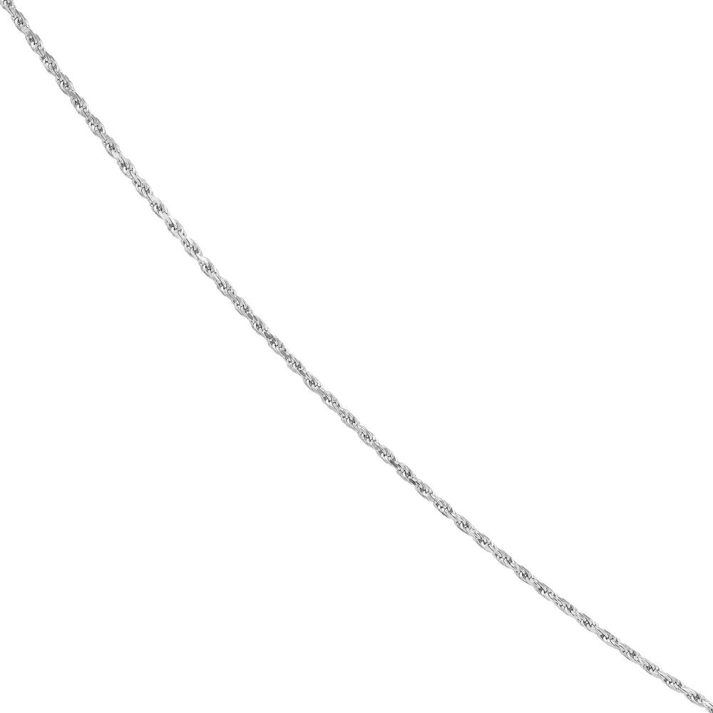 Jewelryweb 14k White Gold Adjustable 1.05mm Sparkle-Cut Rope Chain Necklace - 22 Inch