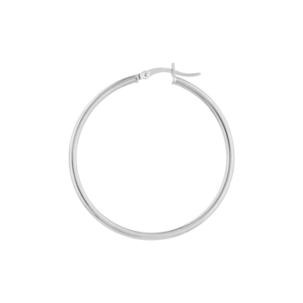 Jewelryweb 14k White Gold Polished Hoop Earrings 2x40mm