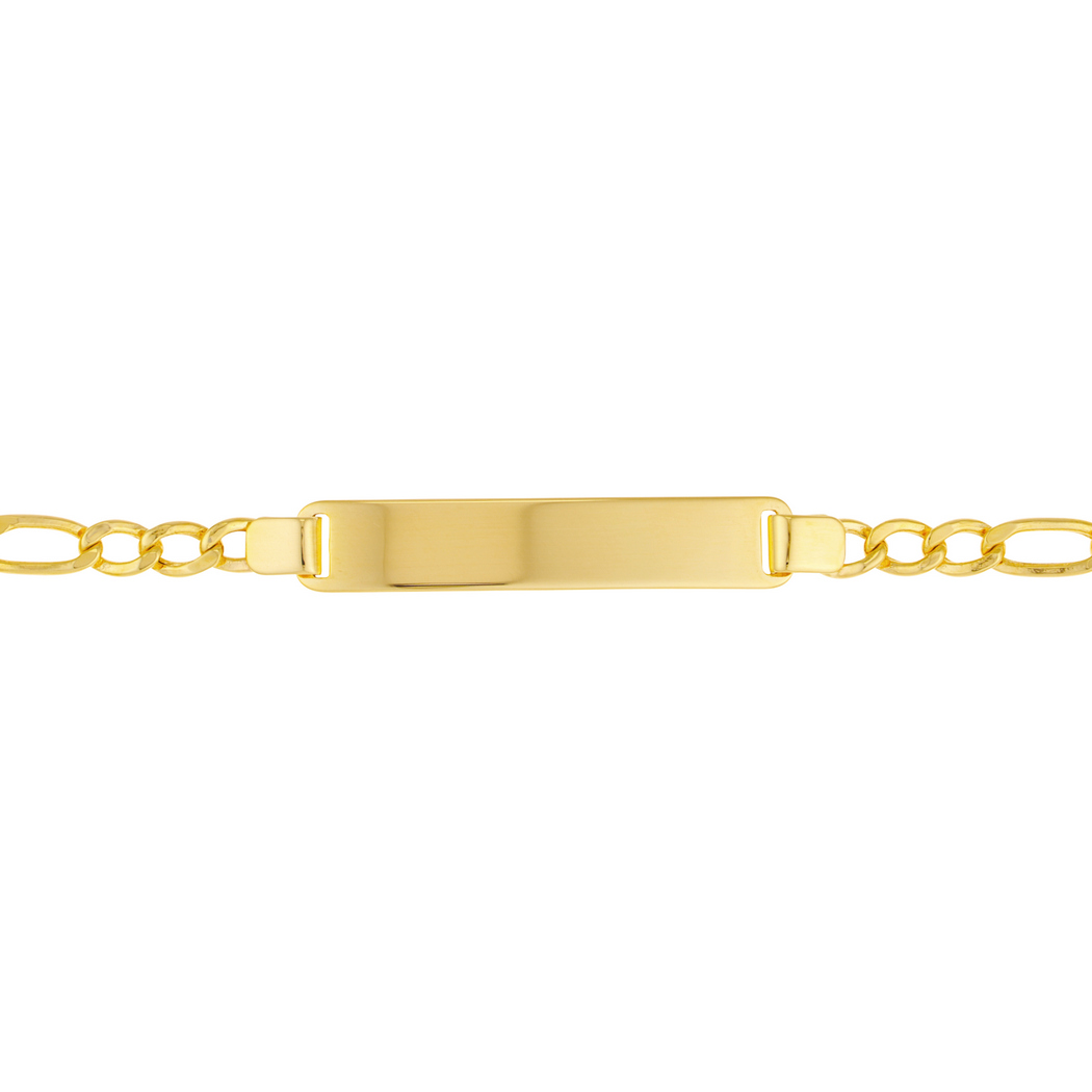 Jewelryweb 14k Yellow Gold Baby ID Bracelet Figaro Chain Bracelet - 6 Inch