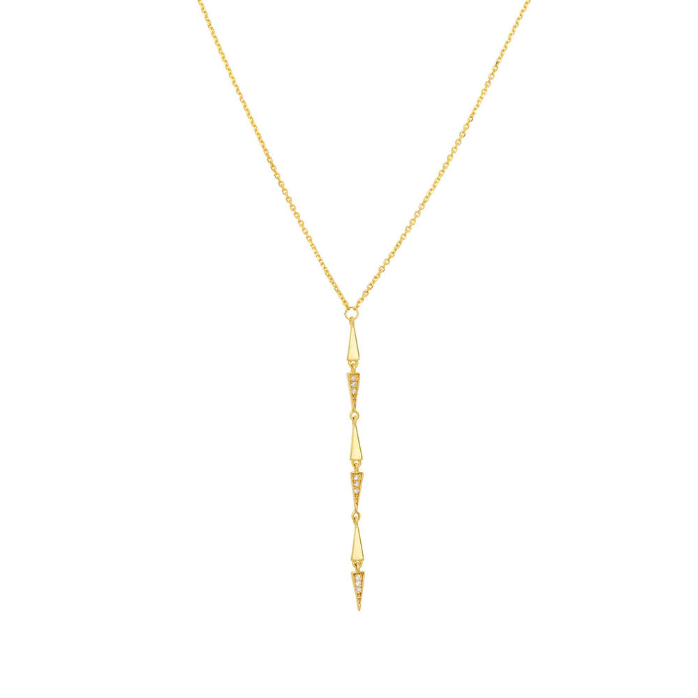 Jewelryweb 14k Yellow Gold 0.05 Dwt Diamond Fancy Drop Adjustable Lariat Necklace - 18 Inch