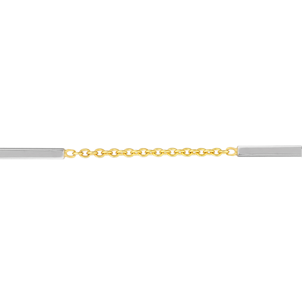 Jewelryweb 14k Yellow and White Gold Two-tone Four Bars Bracelet - 7.50 Inch