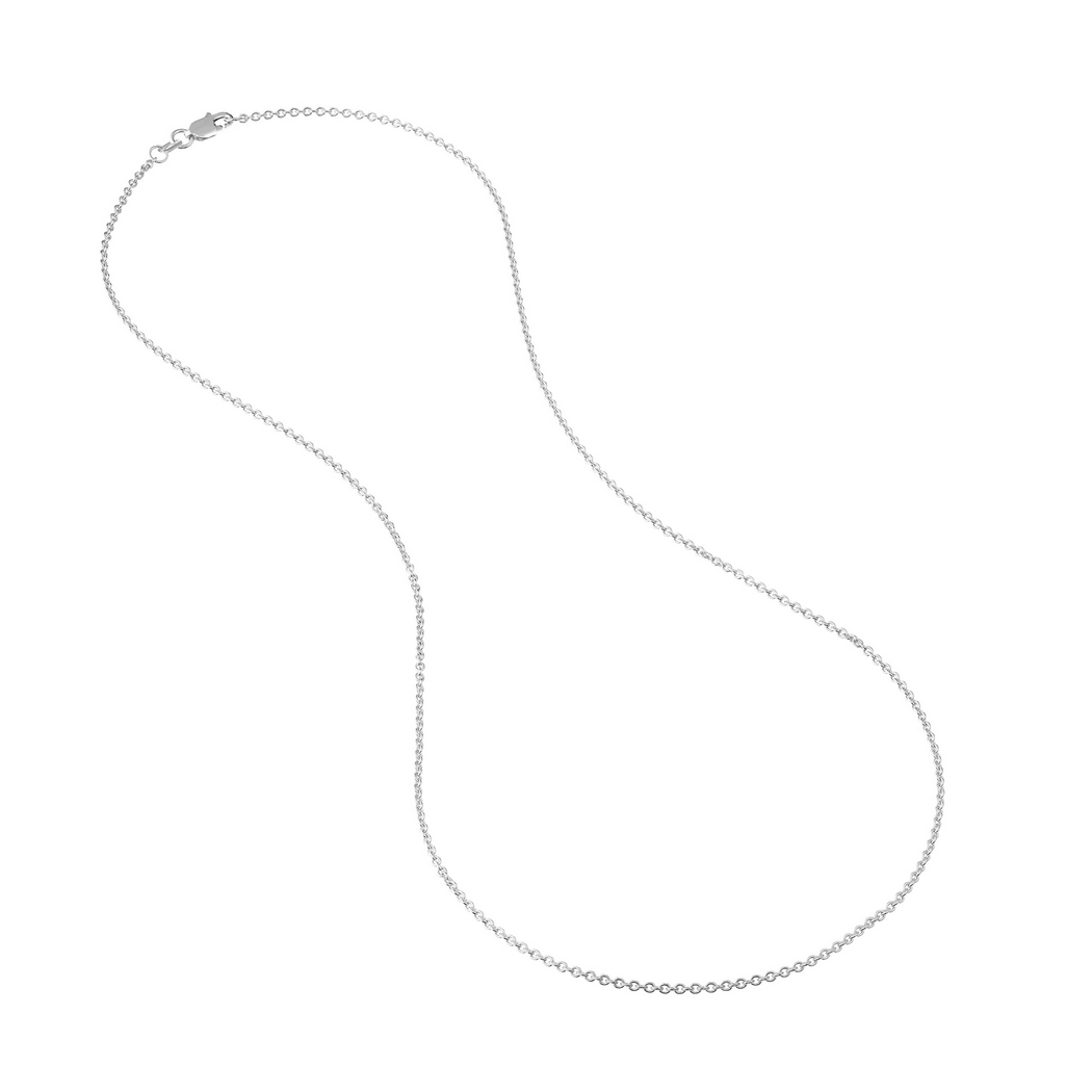 Jewelryweb 18k White Gold 1.5mm Cable Chain Necklace Lobster Claw Closure - 16 Inch